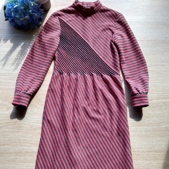 Vintage David Crystal Fashion Sweater Dress Stripped - Picture 5 of 10